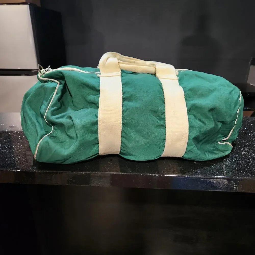 VTG 60s? LL Bean Script Sawtooth Green Duffle Gym Bag Full Zip 1960s‎ USA Made